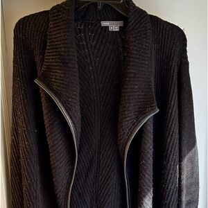 Vince cashmere and wool leather trimmed cardigan size S